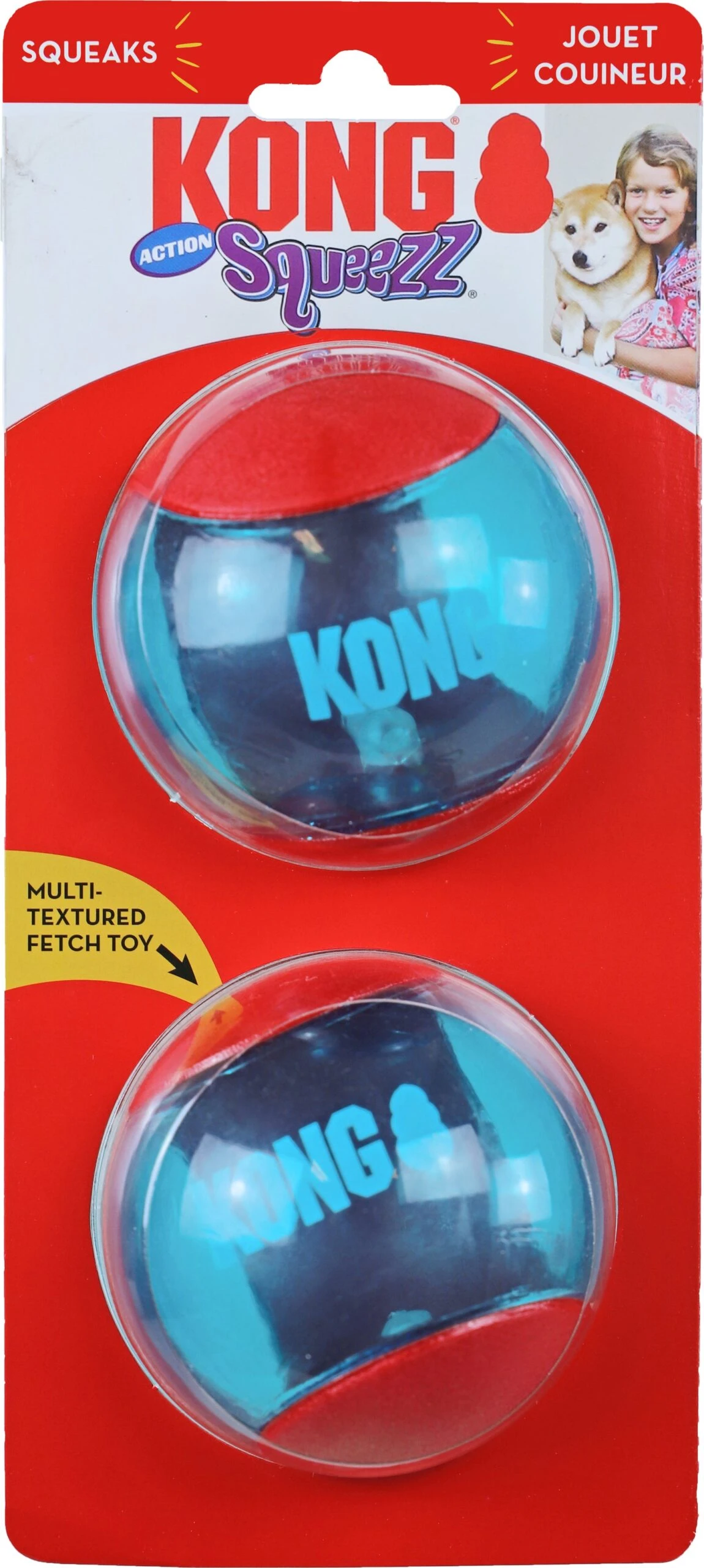 Kong Hondenspeelgoed Squeezz Action Bal Large Rood/blauw D 8 Cm 2 Stuks 2 Kong Hondenspeelgoed Squeezz Action Bal Large Rood/blauw D 8 Cm 2 Stuks - Afbeelding 2