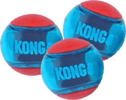 Kong Hondenspeelgoed Squeezz Action Bal Medium Rood/blauw D 6,5 Cm 3 Stuks