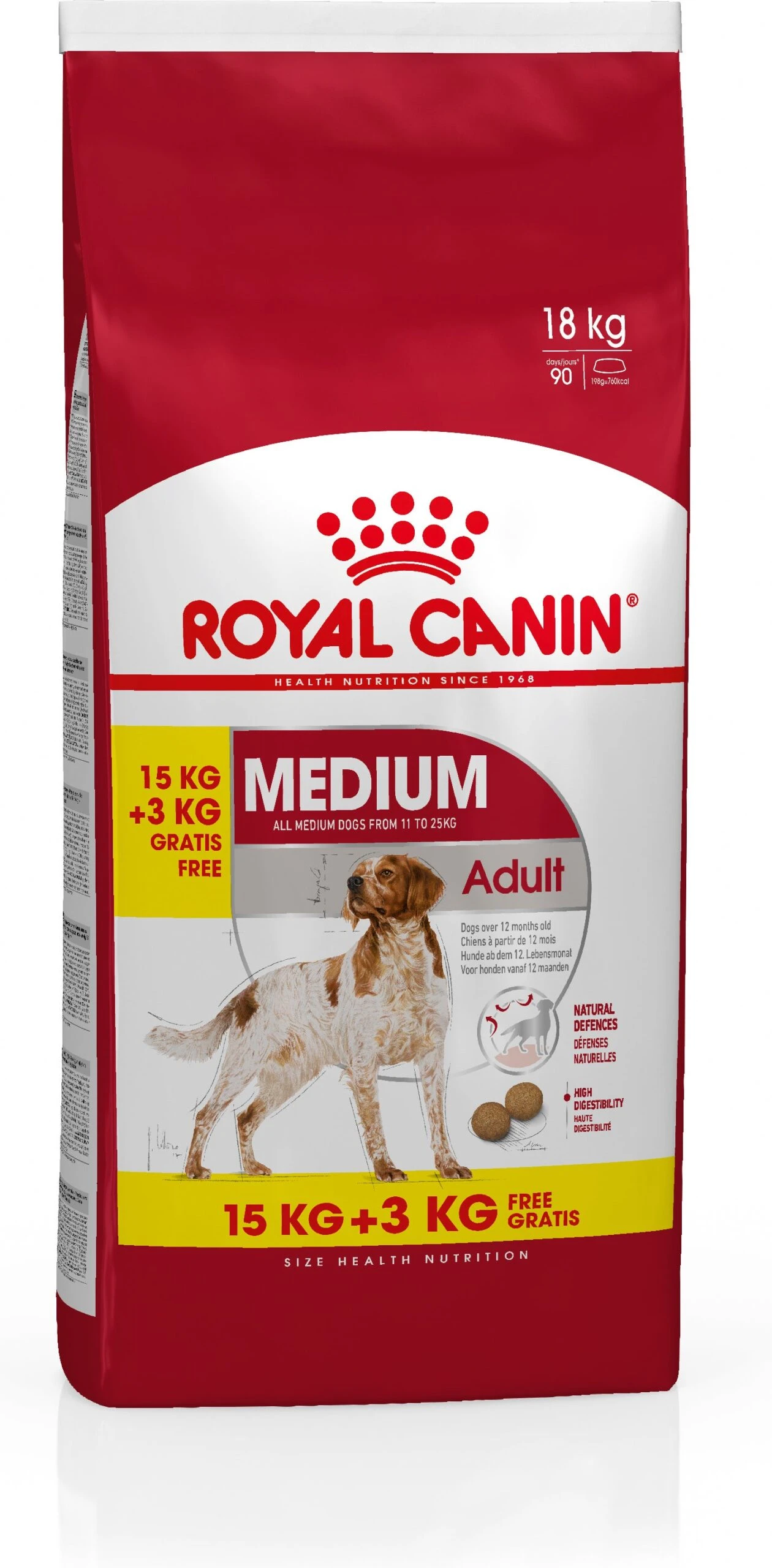 Royal Canin Hondenvoer Medium Adult 15 Kg + 3 Kg 1 Royal Canin Hondenvoer Medium Adult 15 Kg + 3 Kg