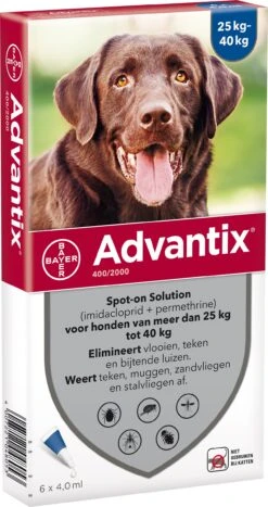 Advantix Spot-on 400 Anti Vlooien- En Tekenmiddel 6 Pipetten 25 - 40 Kg