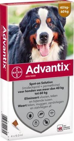 Advantix Spot-on 600 Anti Vlooien- En Tekenmiddel 4 Pipetten 40 - 60 Kg