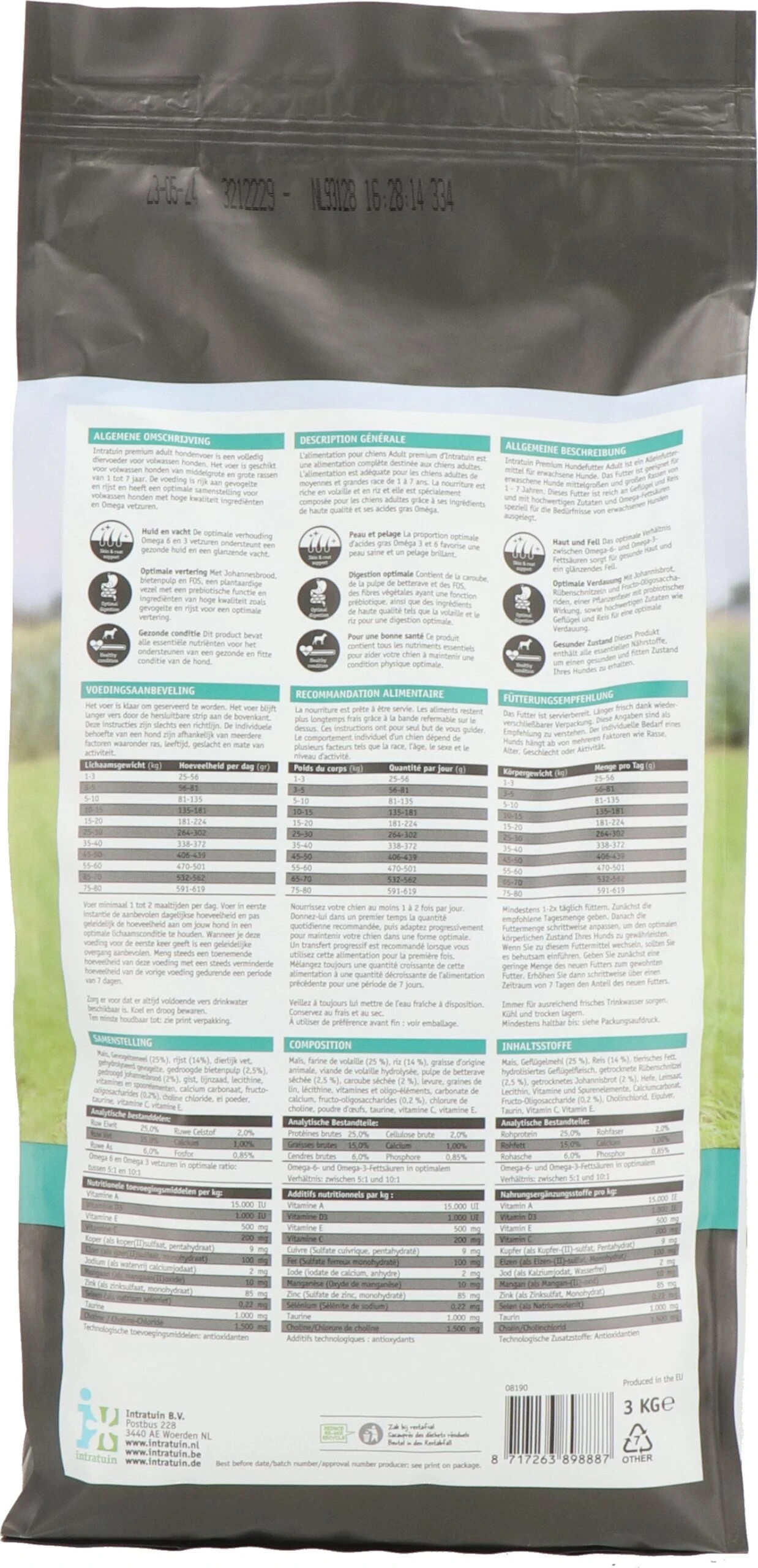 Intratuin Premium Hondenvoeding Adult 3 Kg 3 Intratuin Premium Hondenvoeding Adult 3 Kg - Afbeelding 3